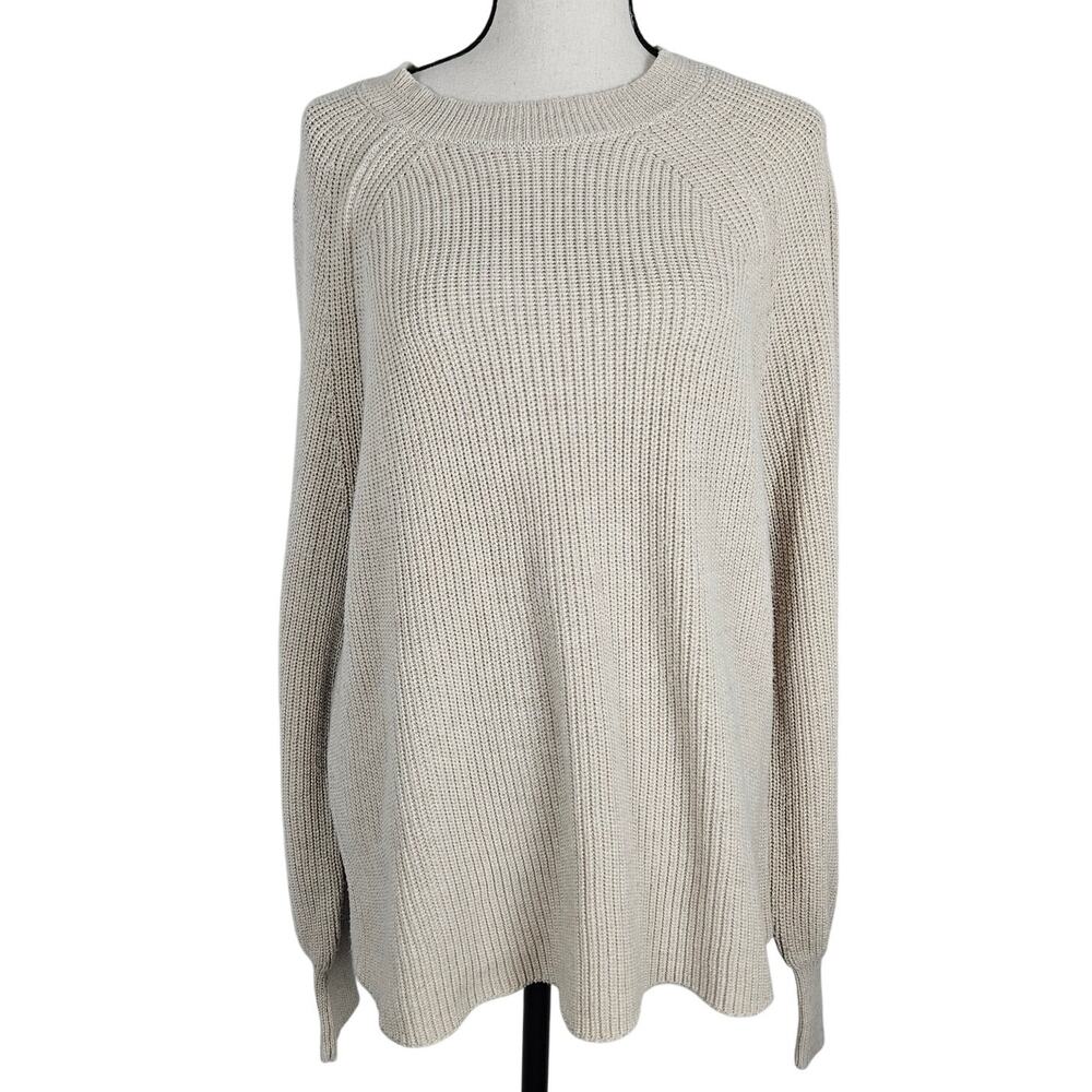 Jessica Simpson Cream Knit Sweater Womens XL Lightweight Ribbed Pullover Casual
